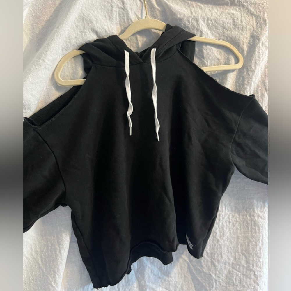 Black cold shoulder hoodie
